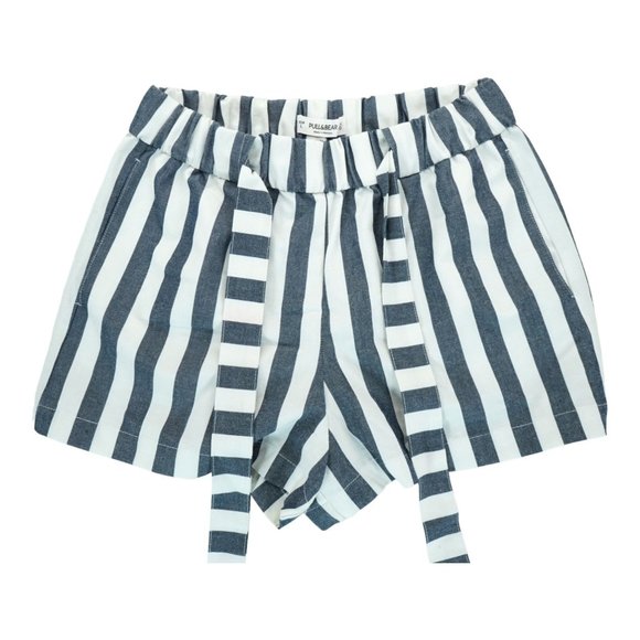 Pull & Bear Blue and White Striped Paperbag Shorts Women’s Large L - Picture 1 of 3
